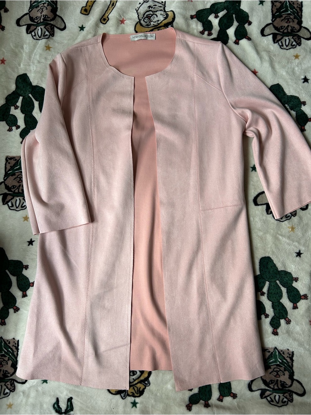 Light Pink Open Front Coatigan